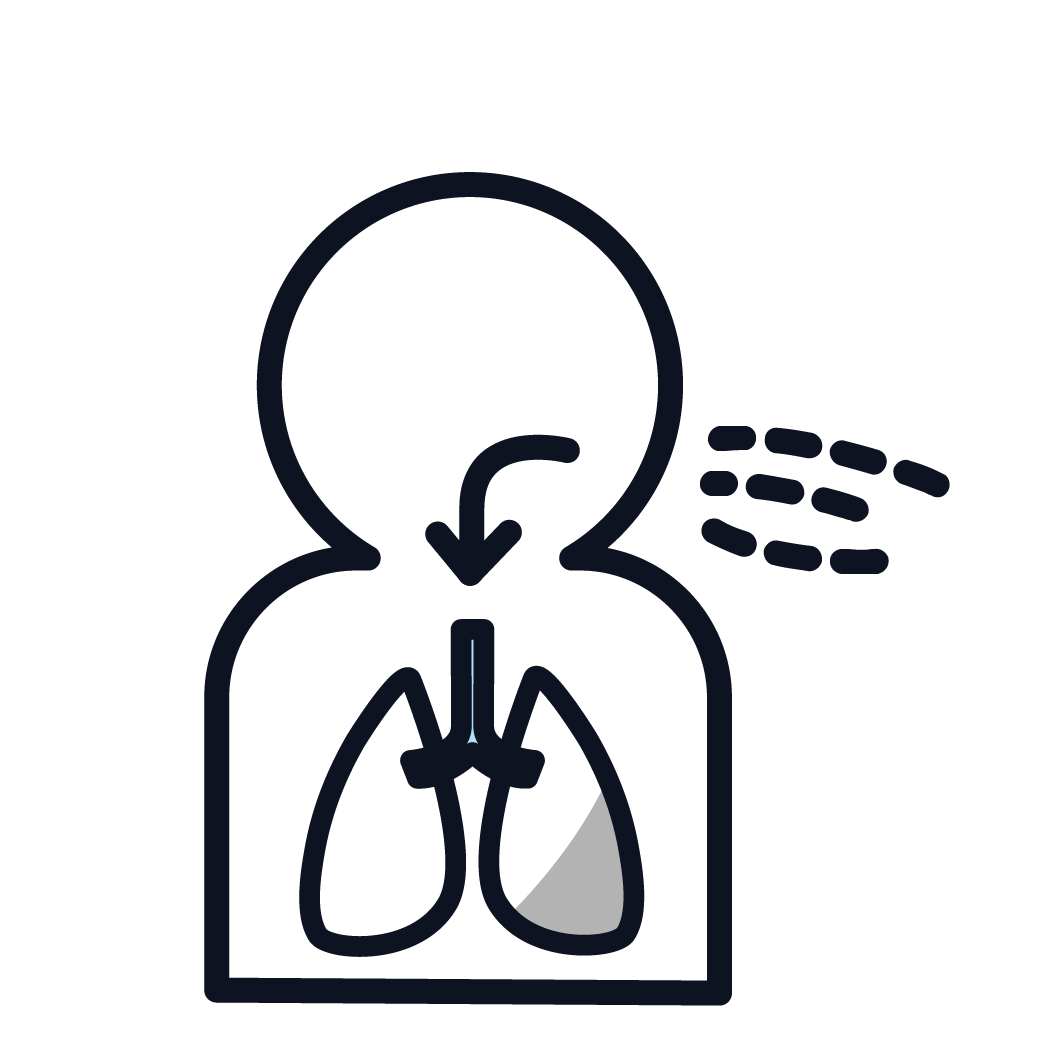 This is an image of a person breathing in asbestos, which causes mesothelioma.