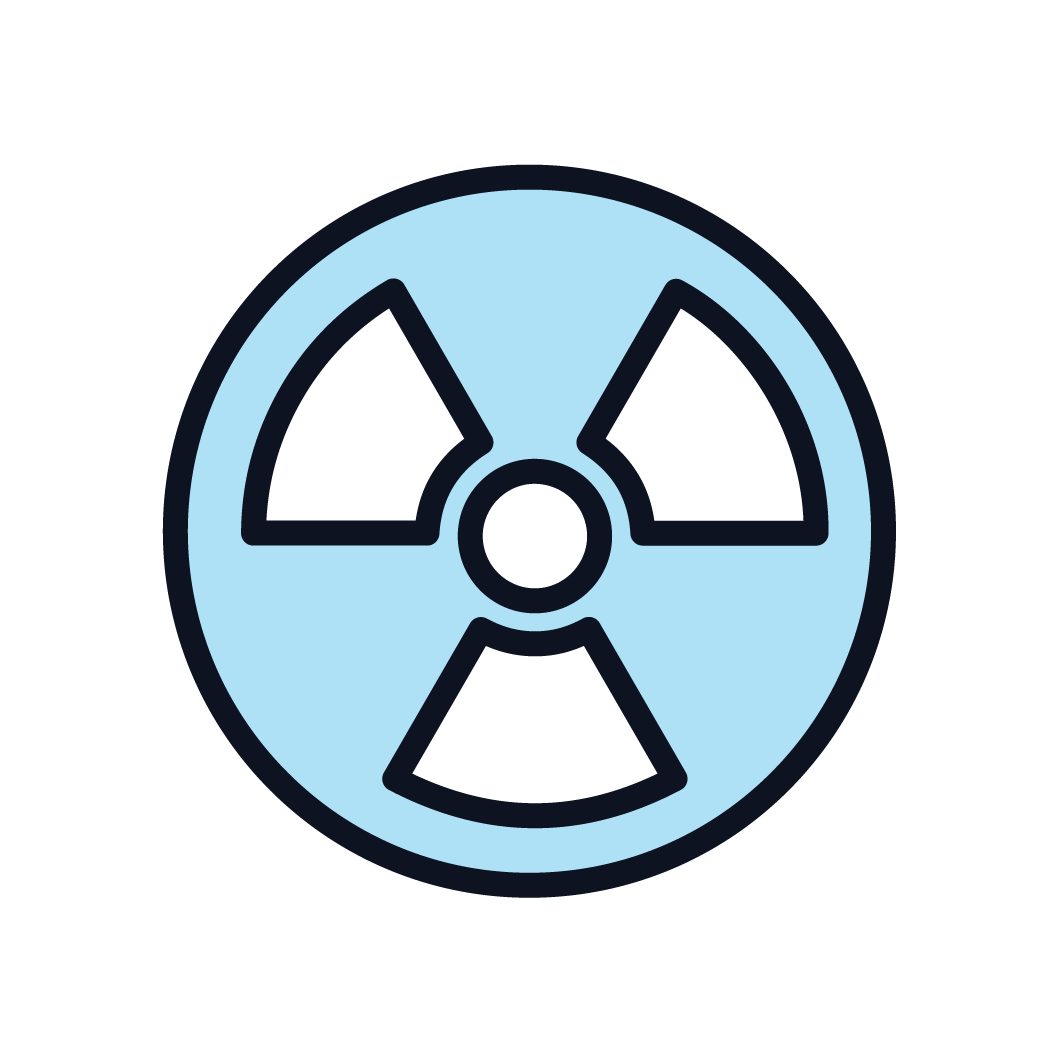 This is an icon displaying radiation treatment.