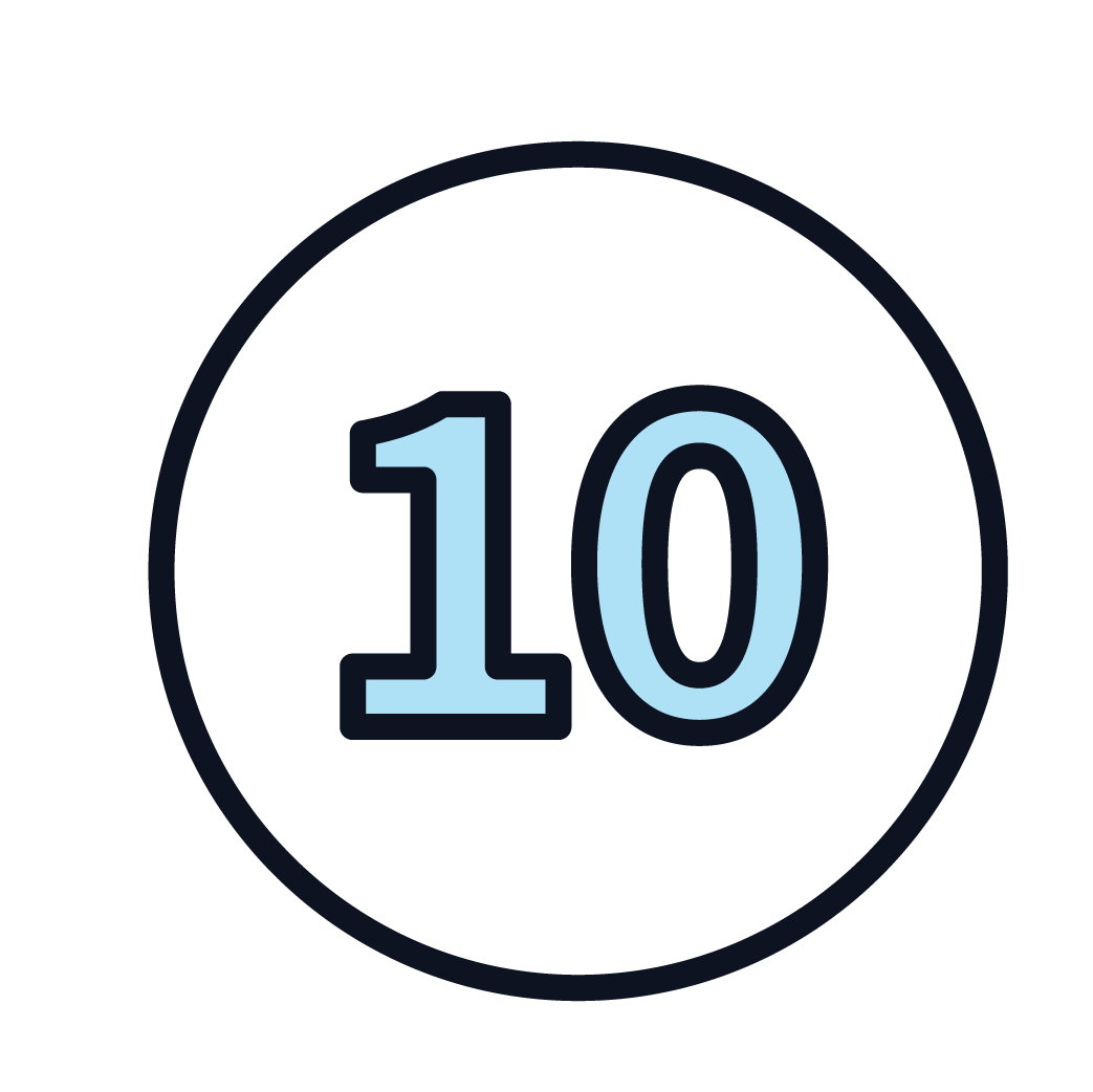 This is an icon of the number 10.