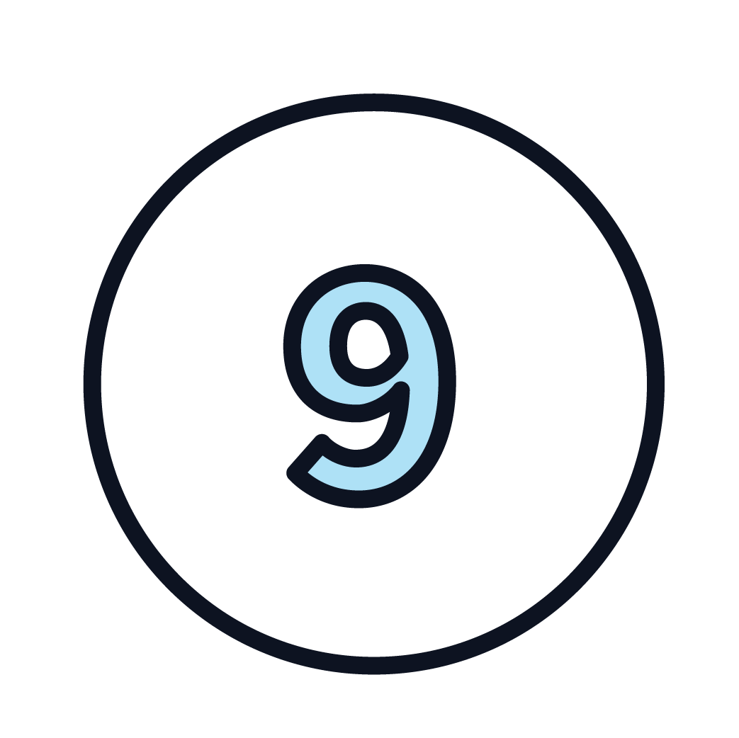 This is an icon of the number 9.